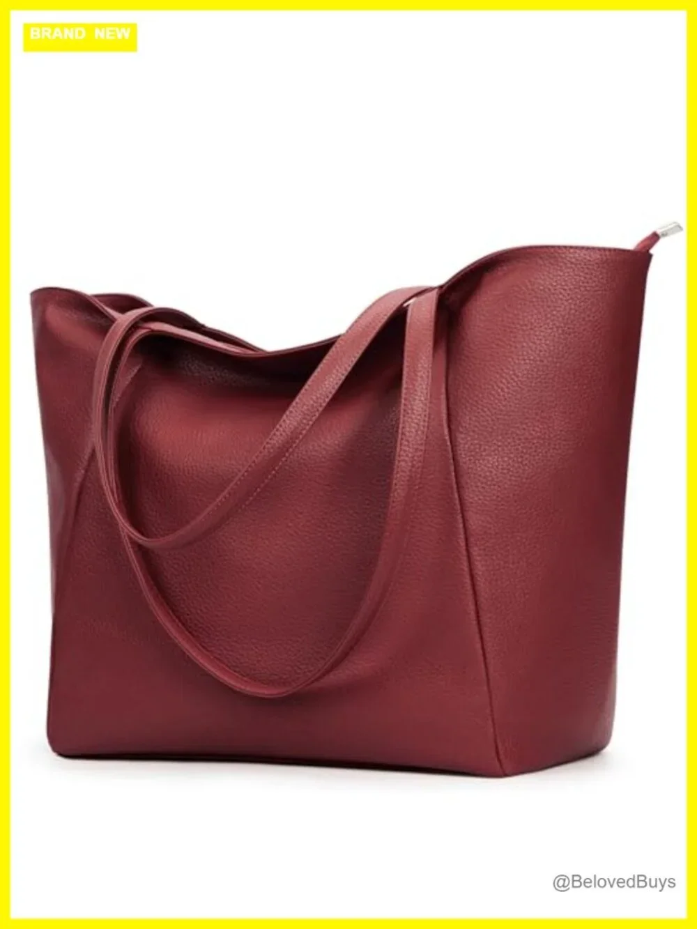 Large Tote Bag Vegan Leather Zipper Work Weekender Hobo Shoulder Travel Purse
